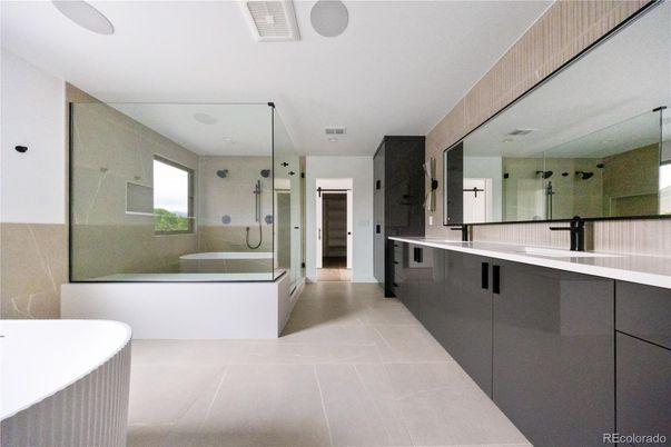 Bathroom, Dual Sink Vanities, Glass Shower, Interior