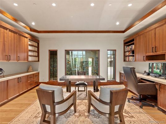 Home Office, Interior, Recessed Lighting, Wood Texture Flooring