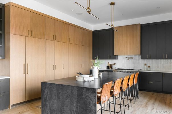 Interior, Kitchen, Pendant Lights, Recessed Lighting, Wood Texture Flooring