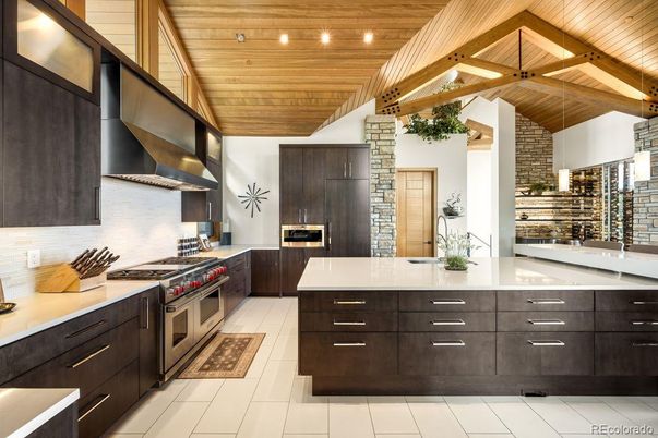 Interior, Kitchen, Recessed Lighting, Stainless Steel Appliances, Wooden Beams, Wooden Ceilings