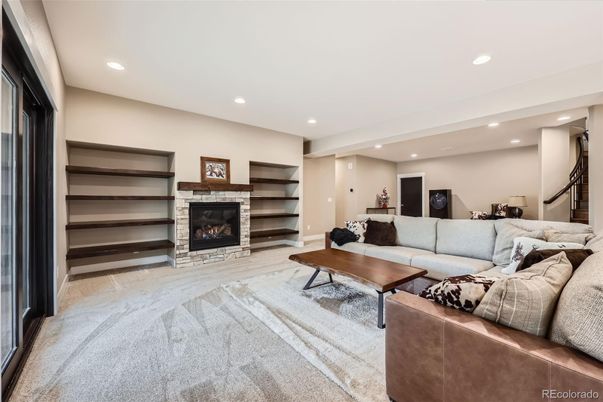 Fireplace, Interior, Living room, Recessed Lighting