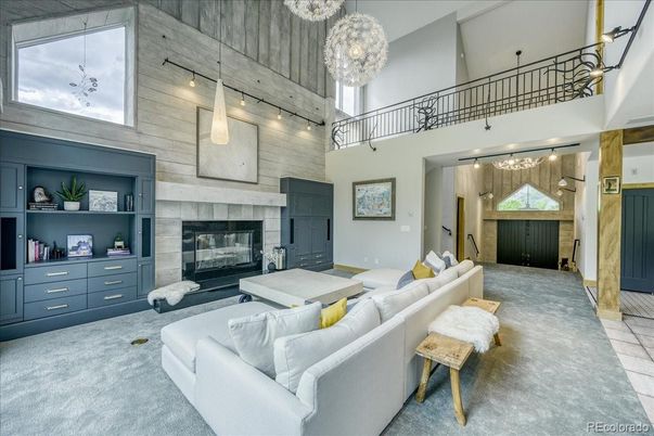 Fireplace, Interior, Living room, Pendant Lights