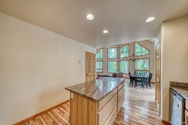 Dining room, Interior, Recessed Lighting, Wood Texture Flooring