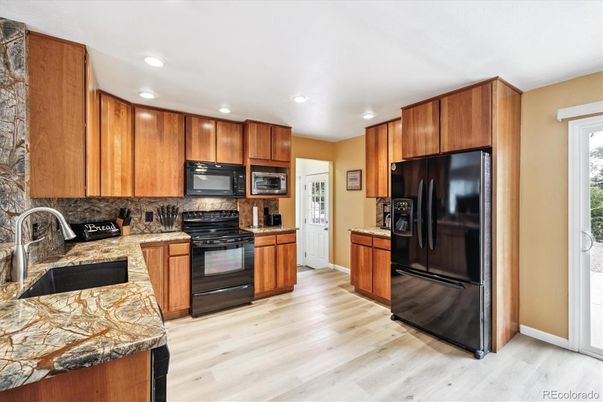 Interior, Kitchen, Recessed Lighting, Wood Texture Flooring