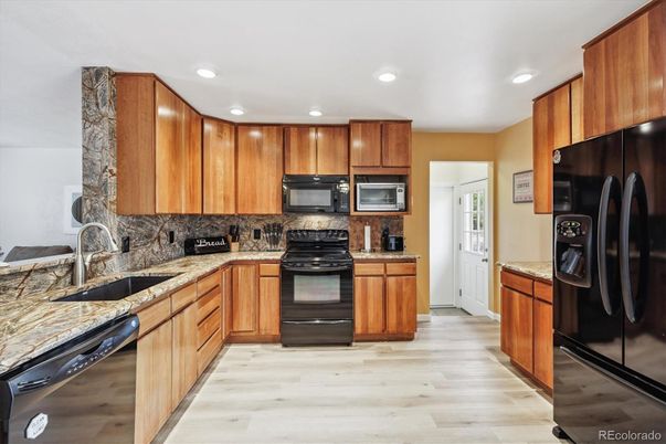 Interior, Kitchen, Recessed Lighting, Wood Texture Flooring