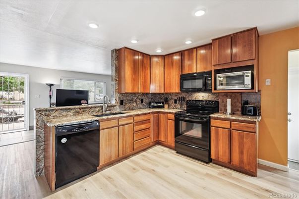 Interior, Kitchen, Recessed Lighting, Wood Texture Flooring