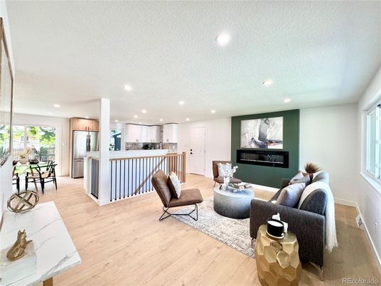 Interior, Kitchen, Living room, Recessed Lighting, Wood Texture Flooring