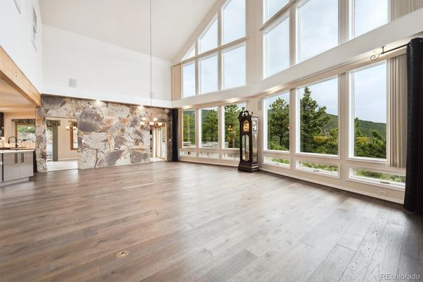 Interior, Pendant Lights, Stone Walls, Wood Texture Flooring