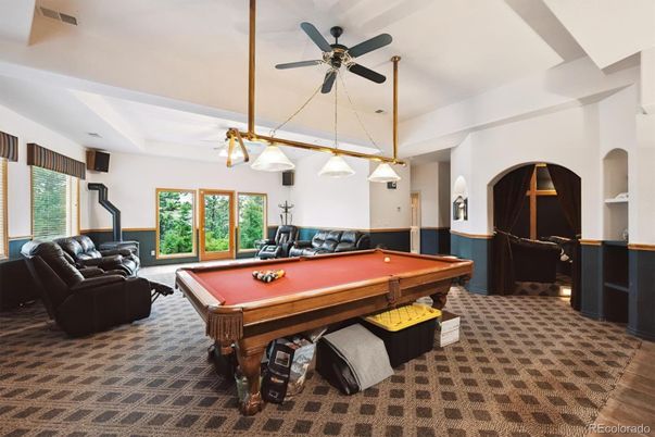 Billiard Table, Game Room, Interior, Pendant Lights