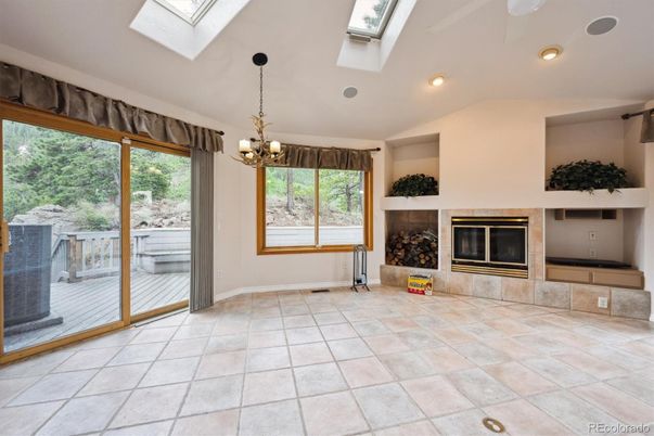 Chandelier, Empty room, Fireplace, Interior, Recessed Lighting