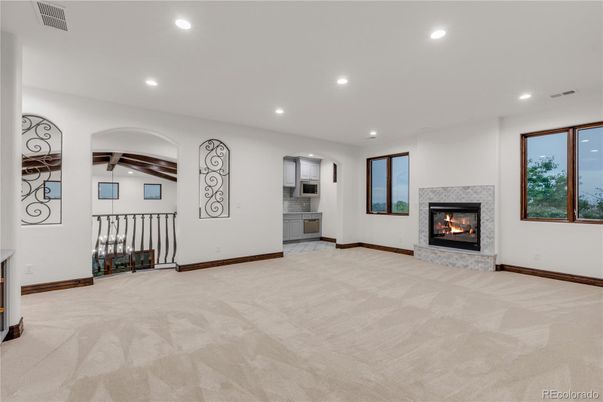 Empty room, Fireplace, Interior, Recessed Lighting