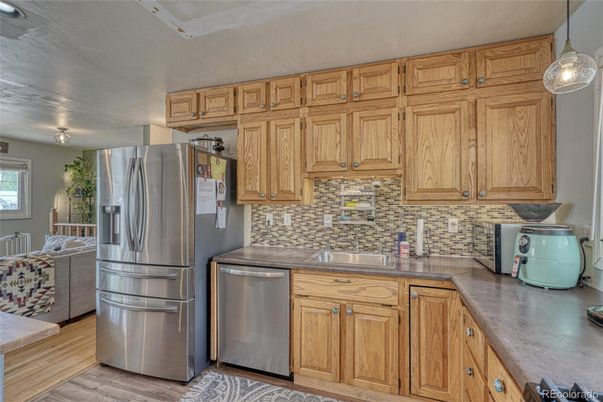 Interior, Kitchen, Stainless Steel Appliances, Wood Texture Flooring