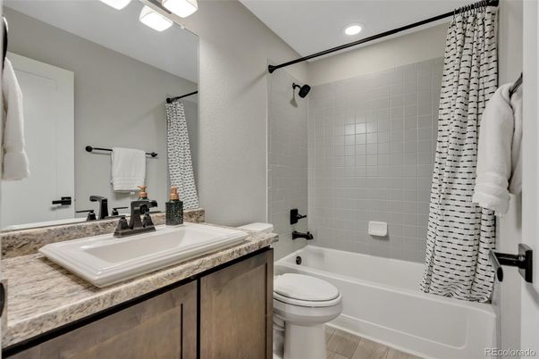 Bathroom, Interior, Recessed Lighting, Wood Texture Flooring