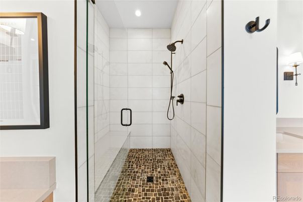 Bathroom, Glass Shower, Interior, Recessed Lighting