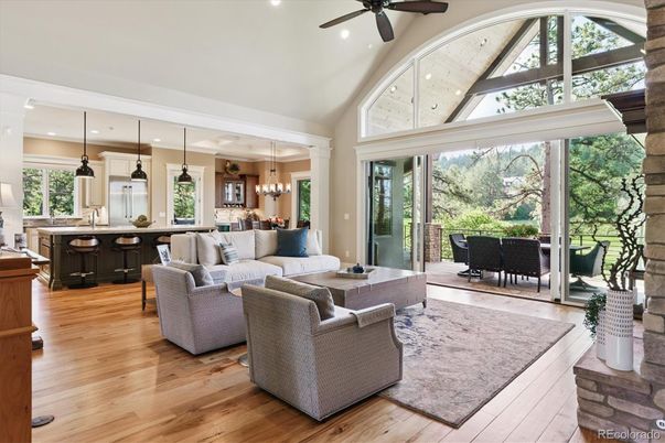 Dining room, Interior, Kitchen, Living room, Pendant Lights, Recessed Lighting, Wood Texture Flooring