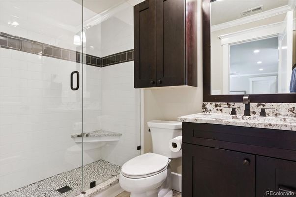 Bathroom, Glass Shower, Interior, Recessed Lighting
