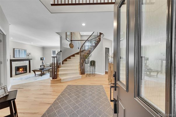 Fireplace, Interior, Recessed Lighting, Wood Texture Flooring