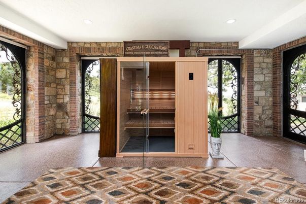 Interior, Recessed Lighting, Sauna Room, Stone Walls
