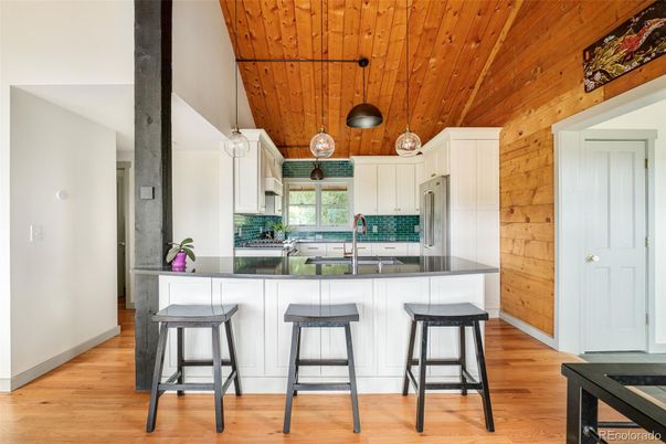 Interior, Kitchen, Pendant Lights, Wooden Ceilings, Wood Texture Flooring, Wooden Walls