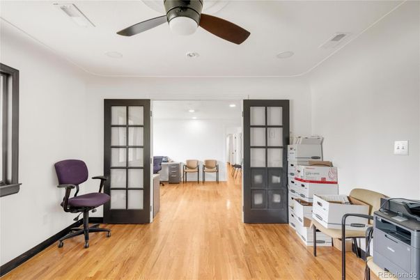 Home Office, Interior, Recessed Lighting, Wood Texture Flooring