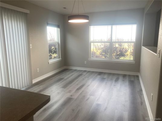 Empty room, Interior, Pendant Lights, Wood Texture Flooring