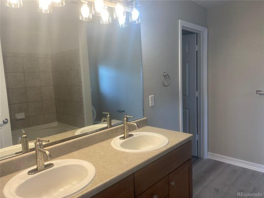 Bathroom, Dual Sink Vanities, Interior, Wood Texture Flooring