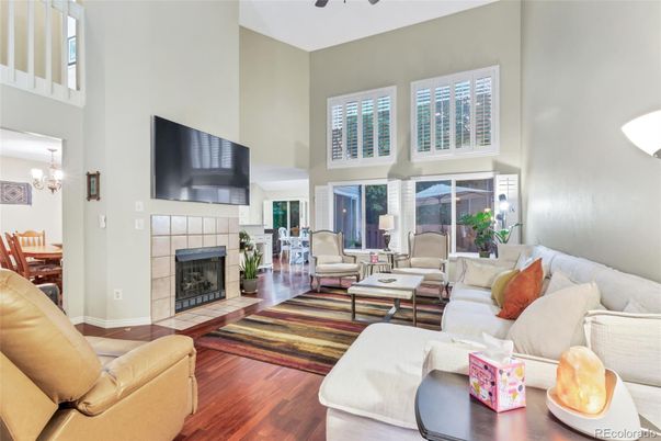 Fireplace, Interior, Living room, Pendant Lights, Wood Texture Flooring