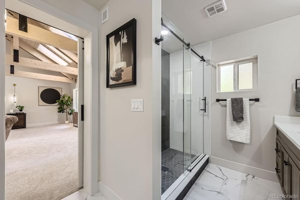 Bathroom, Glass Shower, Interior, Marble