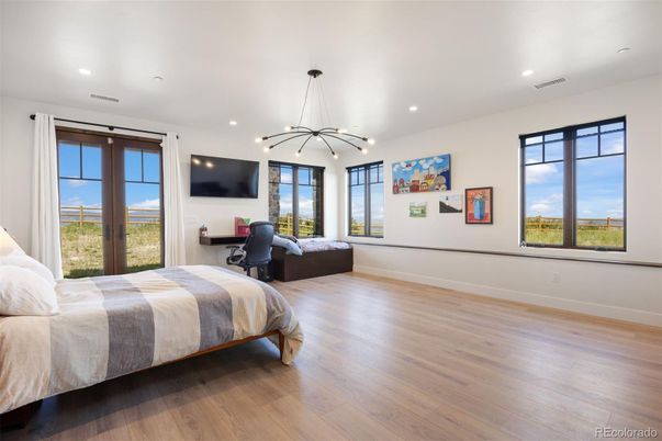Bedroom, Home Office, Interior, Pendant Lights, Recessed Lighting, Wood Texture Flooring
