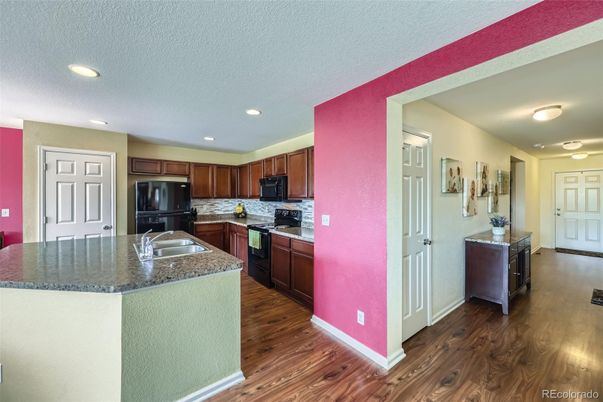 Interior, Kitchen, Recessed Lighting, Wood Texture Flooring