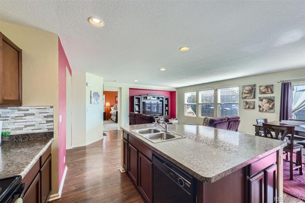 Dining room, Interior, Kitchen, Recessed Lighting, Wood Texture Flooring