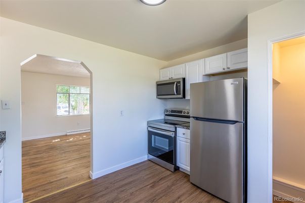 Interior, Kitchen, Stainless Steel Appliances, Wood Texture Flooring