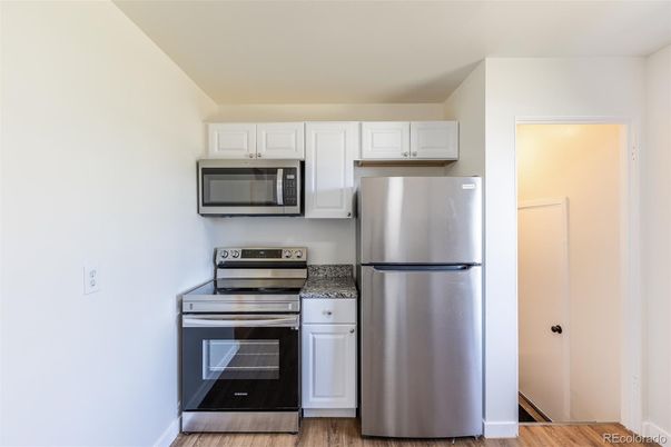 Interior, Kitchen, Stainless Steel Appliances, Wood Texture Flooring