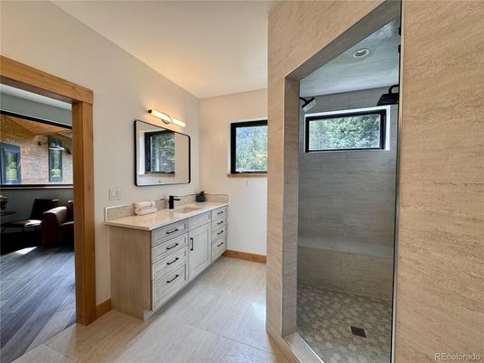 Bathroom, Dual Sink Vanities, Interior, Wood Texture Flooring