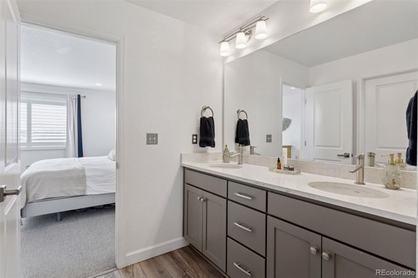 Bathroom, Bedroom, Dual Sink Vanities, Interior, Wood Texture Flooring