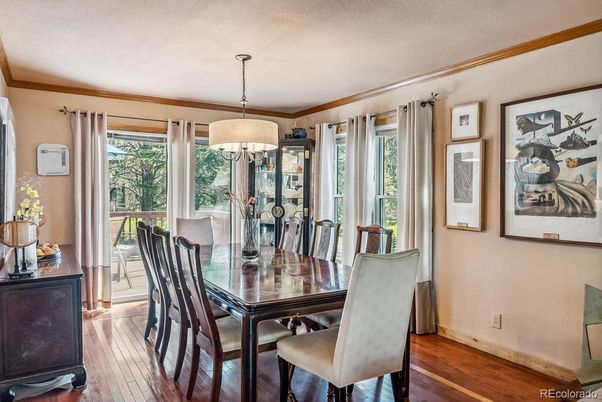 Chandelier, Dining room, Interior, Wood Texture Flooring
