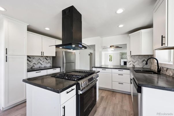 Interior, Kitchen, Recessed Lighting, Wood Texture Flooring