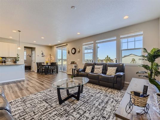 Dining room, Interior, Kitchen, Living room, Pendant Lights, Recessed Lighting, Wood Texture Flooring
