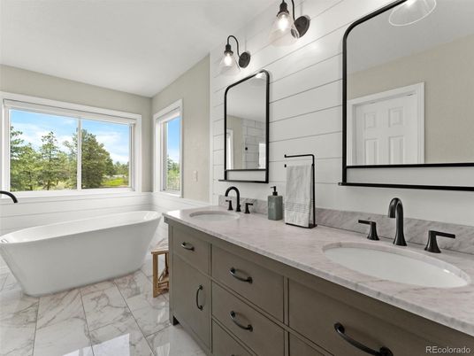 Bathroom, Dual Sink Vanities, Free Standing Baths, Interior, Marble