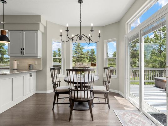 Chandelier, Dining room, Interior, Wood Texture Flooring