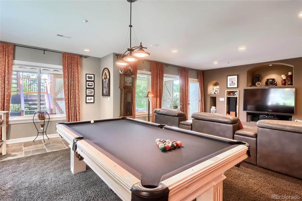 Billiard Table, Game Room, Interior, Pendant Lights, Recessed Lighting