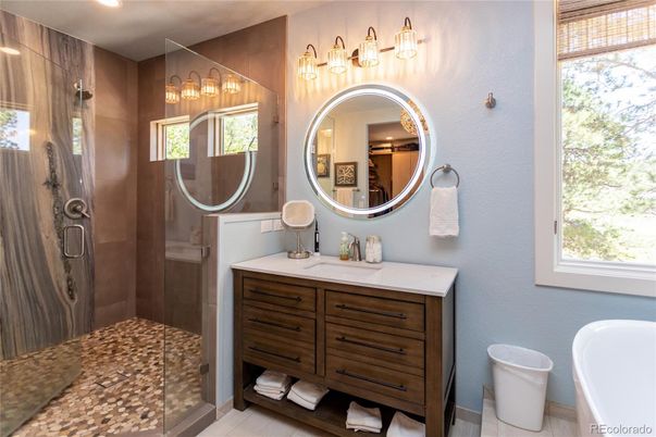 Bathroom, Glass Shower, Interior, Recessed Lighting