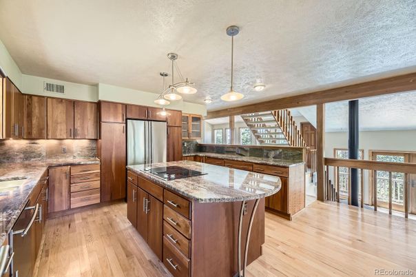 Interior, Kitchen, Pendant Lights, Stainless Steel Appliances, Wood Texture Flooring
