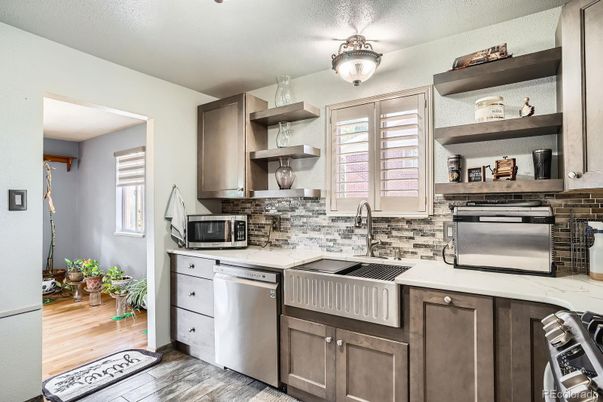 Interior, Kitchen, Stainless Steel Appliances, Wood Texture Flooring