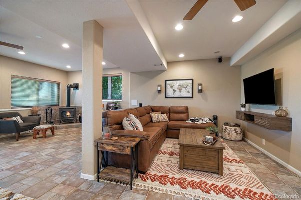 Fireplace, Interior, Living room, Recessed Lighting