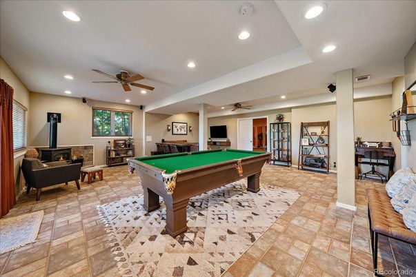 Billiard Table, Fireplace, Game Room, Interior, Recessed Lighting