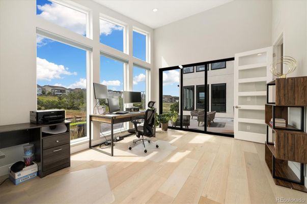 Home Office, Interior, Recessed Lighting, Wood Texture Flooring