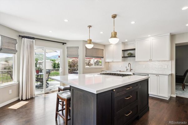 Interior, Kitchen, Pendant Lights, Recessed Lighting, Wood Texture Flooring