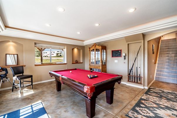 Billiard Table, Game Room, Interior, Recessed Lighting