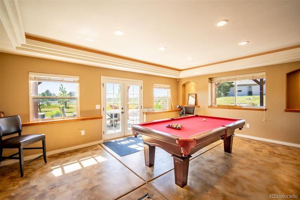 Billiard Table, Game Room, Interior, Recessed Lighting